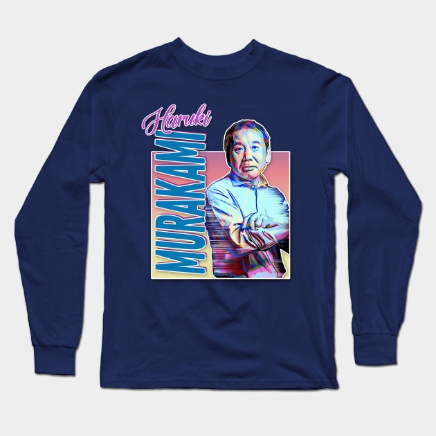 Haruki Murakami Aesthetic Graphic Design Tribute Portrait Long Sleeve T-Shirt by DankFutura